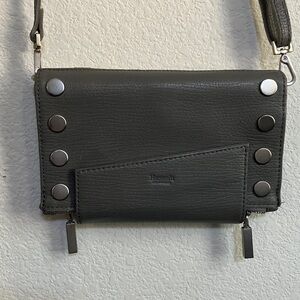 Hammitt Grey Leather Crossbody Bag with Silver Studs